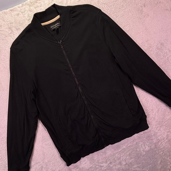 Banana Republic Other - Banana Republic Mens Bomber Jacket Sz L Black Luxe Touch Performance Full Zip
